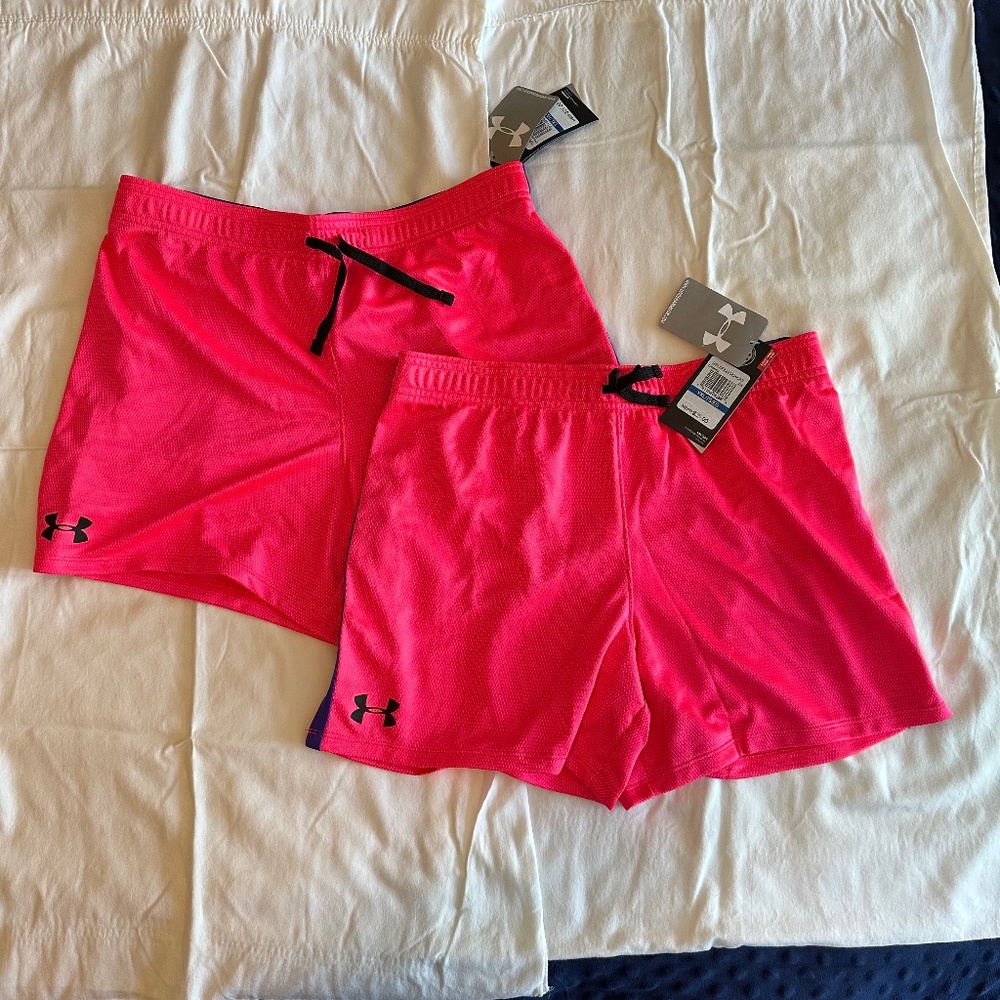 2 pair bundle.  Girls Under Armour Shorts.  Size XL.  New With Tags.  Smoke free